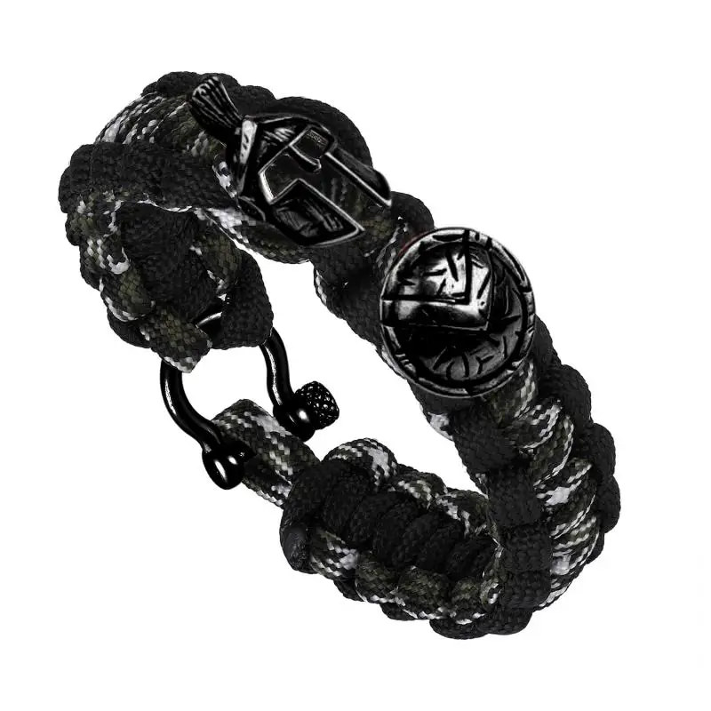 Модный браслет Sparta Warrior для выживания на открытом воздухе, роскошный браслет для кемпинга ручной работы, мужские браслеты для женщин, винтажный браслет Pulseira Masculina - Окраска металла: Q-242