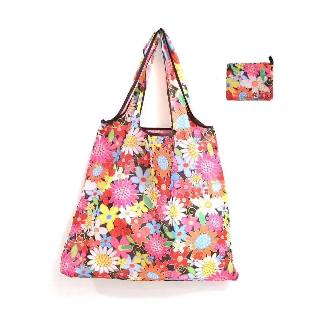 Reusable thick supermarket shopping bag Fashion print Oxford fabric tote large foldable grocery bag 2