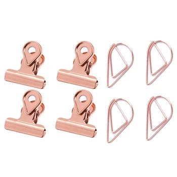 

205 Pcs Rose Gold Cute Paper Clips, Smooth Drop-Shaped Paper Clips for Office School Student - 200Pcs 25Mm & 5Pcs 50Mm