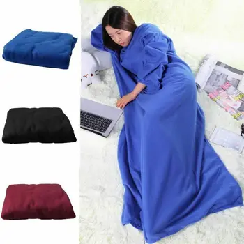 

Women Men Warm Soft Coral Fleece Cuddle Snuggle Blanket with sleeves family winter warm wool blanket robe shawl with sleeves
