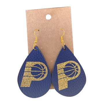 

New Sequins Printed Basketball Faux Leather Teardrop Earrings Super Bowl Earrings Fashion Lightweight Earrings