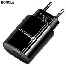 Bonola 18 Вт Quick Charge 3,0 EU Plug адаптер 3.1A USB быстрое зарядное устройство QC3.0 зарядное устройство для мобильного телефона зарядное устройство для samsung/Apple