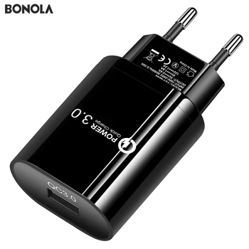 

Bonola 18W Quick Charge 3.0 EU Plug Adapter 3.1A USB fast charger QC3.0 Travel charger Mobile Phone Charger For Samsung/Apple