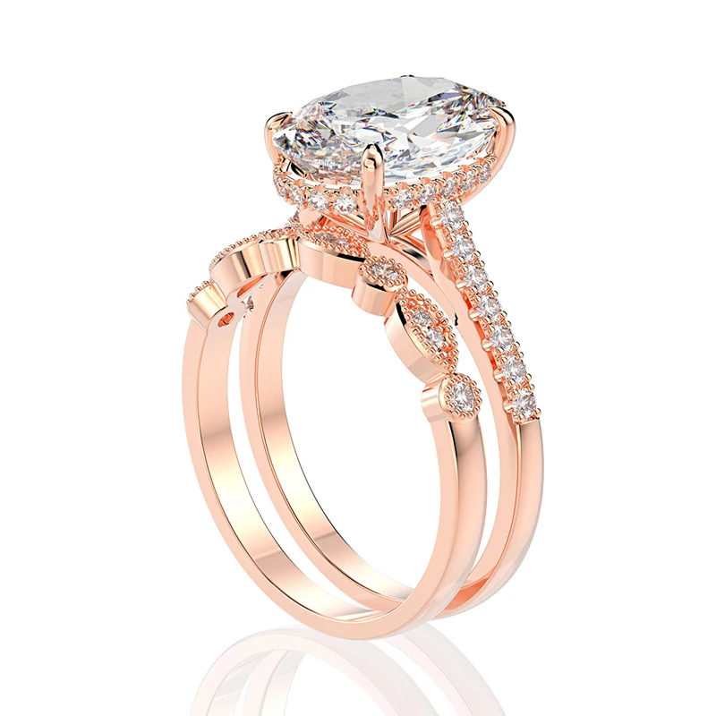 OEVAS 100% 925 Sterling Silver Oval Created Moissanite Gemstone Wedding Engagement Diamonds Ring Sets Fine Jewelry Wholesale