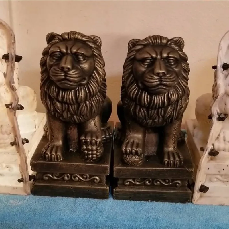 Summer Breeze Foo Dog Lions Pair Mold Set, Cement Statue Mould, ABS Plastic, DIY Concrete Greek Sculpture, H 35cm/ 13.78in