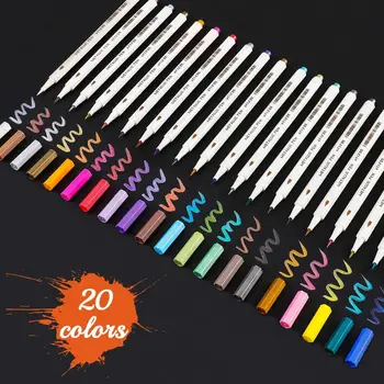 

20 Colors Pack Metallic Marker Pen DIY Scrapbooking Crafts Soft Brush pen Art Marker Pen For Stationery School Supplies