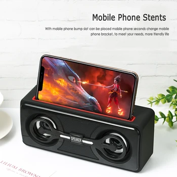 

T28 Wireless Bluetooth Speaker Phone Holder Outdoor Dual Speakers Subwoofer Multifunction Sound Box Support TF Card FM Radio
