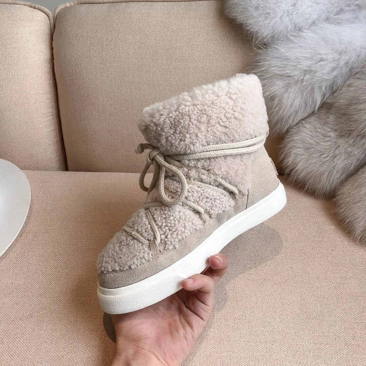 Tanie Słodkie kobiety wełniane krowy botki zamszowe damskie duże rozmiary śniegowe buty taniec obuwie kobieta najnowsze mieszkania buty na platformie
