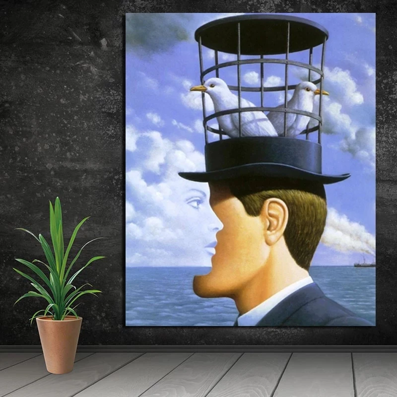Hat Painting in Rene Magritte Style