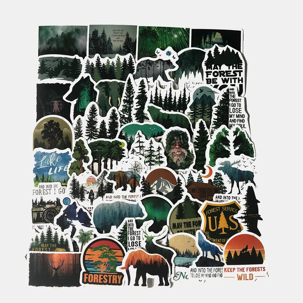 10/50Pcs Natural Forest Stickers for Stickers on Skateboard Laptop Guitar  Car Scrapbooking PVC Decal Toy