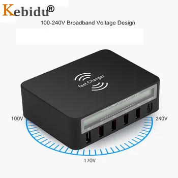 

Kebidu 5V/8A 6 Port USB Phone Charger 10W Qi Wireless Charger Quick Charge 3.0 Type C Fast Charging for iPhone X XS 8 Samsung S9