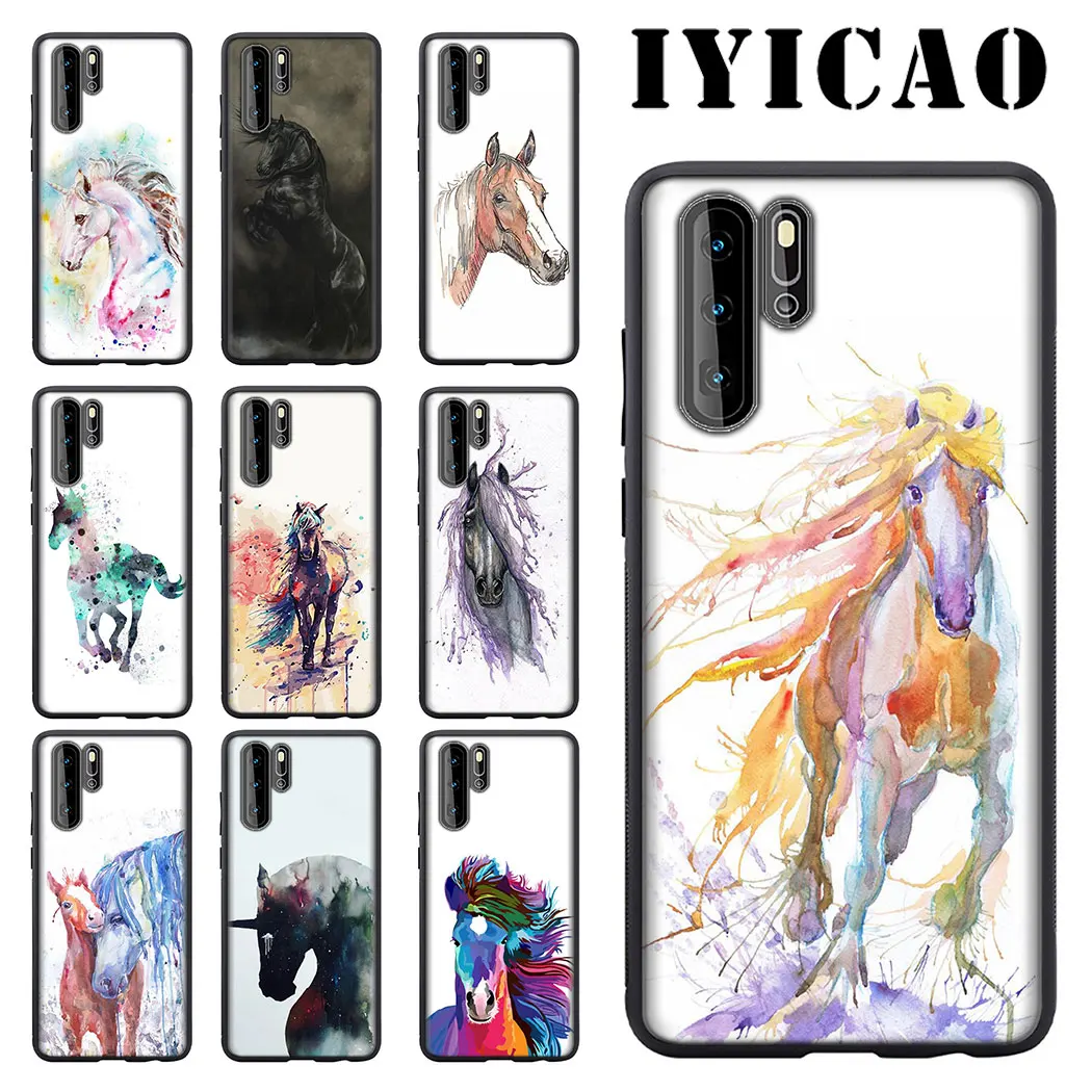 IYICAO акварель с лошадью мягкий для huawei Y5 Y6 Y7 Y9 Prime Коврики 10 20 30 Pro Lite Nova 2i 2 3 3i 4 IPad Mini |