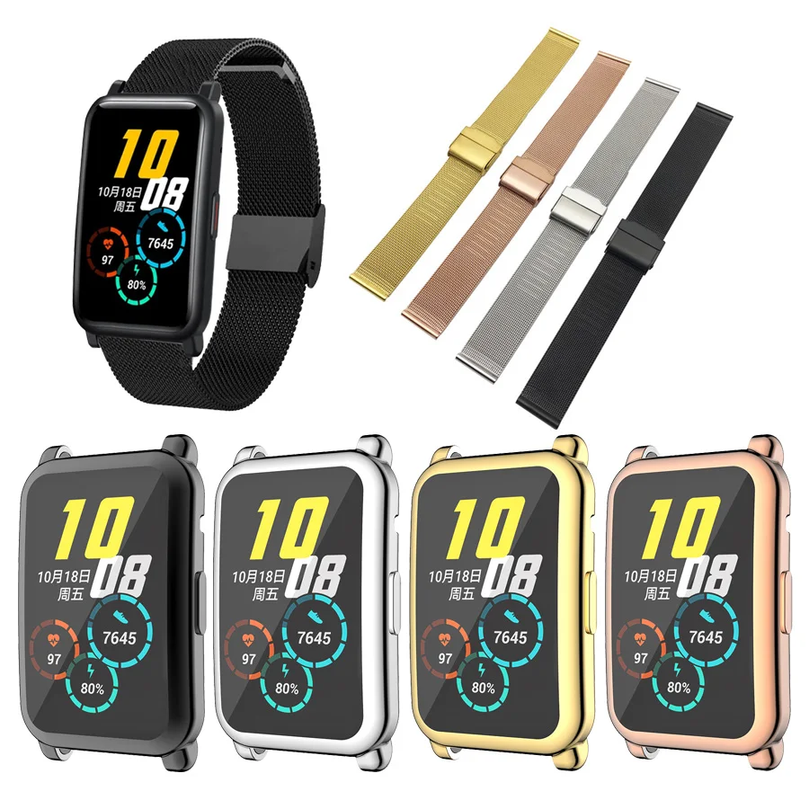Cinturino Per Huawei Honor Watch Es Smart Watch Cinturino In Metallo Milanese Bracciale Per Honor Watch Es Custodia Cover Paraurti Shell