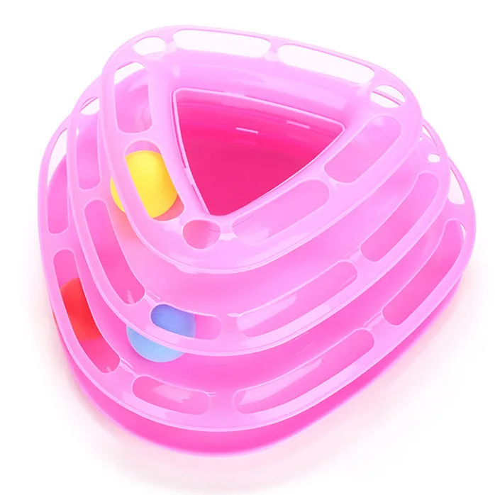 pink Кошка башня игры Развивающая игра шары веселье и для диска интерактивный для кошек треков мяч игрушка трек тройной игрушки для домашних животных - Цвет: pink