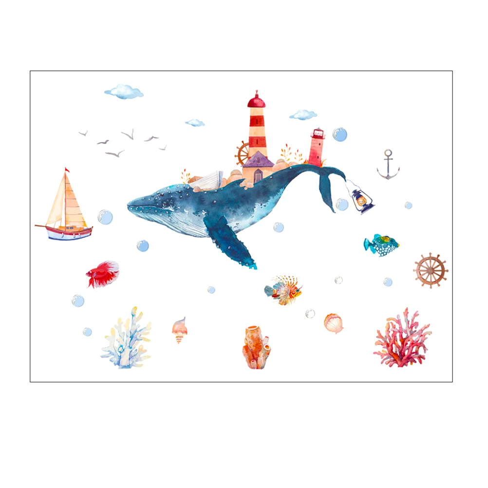 1 лист Премиум шикарный веселый фон Наклейка на стену s подводный мир наклейка