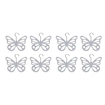 

8Pcs Multifunction Coat Hanger Anti-Slip Butterfly Shape Tie Holder Scarf Rack (White)