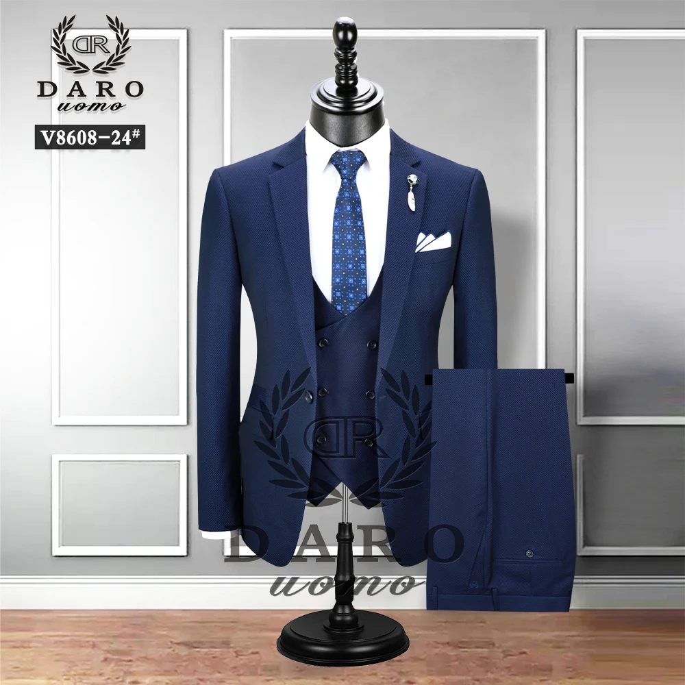2023 New Men's Fashion Boutique Plaid Wedding Dress Suit Three-piece Male Formal Business Casual Suits DR8608 4