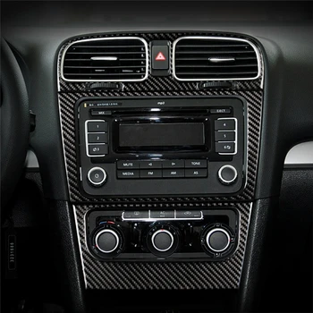 

For VW Golf6 Gti R MK6 2008-2012 Carbon Fiber Sticker Car Styling Decals Interior Vehicle Air Conditioning Panel Cover Trim
