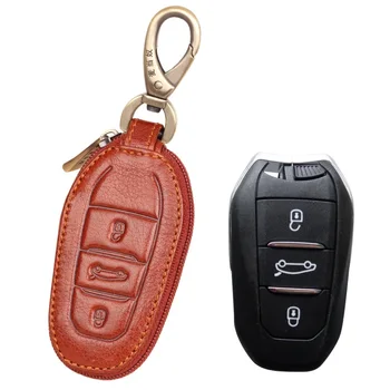 

Genuine Leather Car Remote Key Fob Shell Cover Case For For Peugeot 208 308 508 3008 5008 for Citroen C4 Picasso DS3 DS4 DS5 DS6