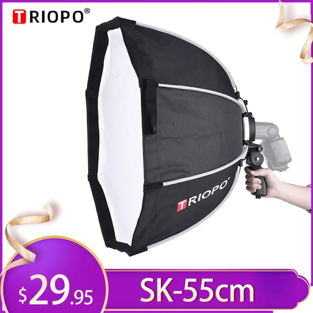 

TRIOPO 55cm Octagon softbox Umbrella Softbox with handle For Godox On-Camare Flash speedlite photography studio accessories