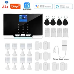 Tuya – Kit système d'alarme de sécurité domestique, wi fi, GSM/433Mhz, anti cambriolage, contrôle via application, capteur de mouvement, fonctionne avec Alexa et Google 