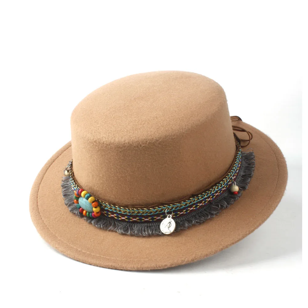 Мужская и женская шляпа на плоской подошве, зимняя мягкая фетровая шляпа с широкими полями, шляпа для танцев и вечеринок, шерстяная мягкая фетровая шляпа, размер 56-58 см