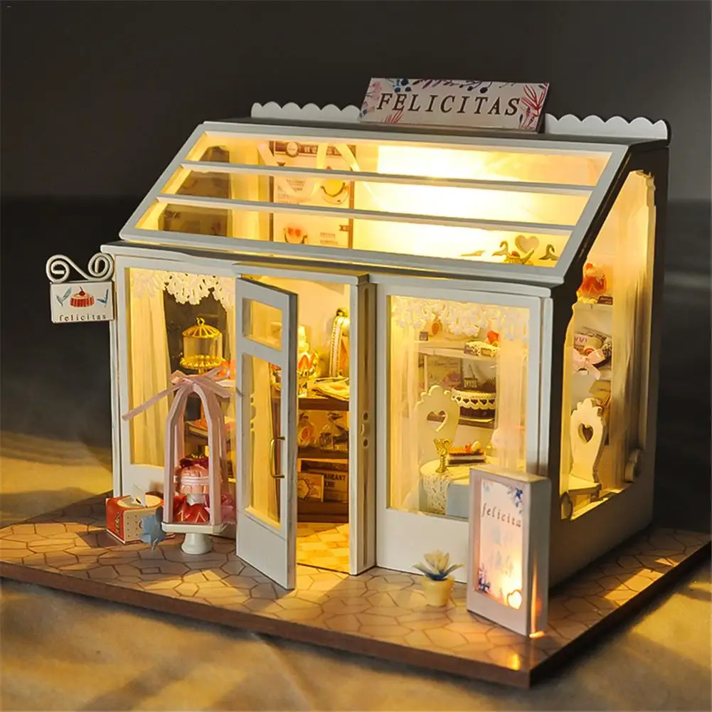 DIY кукольный домик Миниатюрный 3D Кукольный дом деревянный мини Магазин DIY Дом цветок торт магазин Свадебный магазин игрушечные дома подарок на день рождения