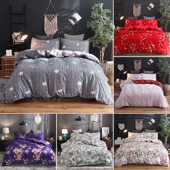 

Simple Pure Color Home Textiles Set Monochrome Brushed Three-piece Sh Quilt Pillow Set Case Duvet Cover Cover No Bedding Classic