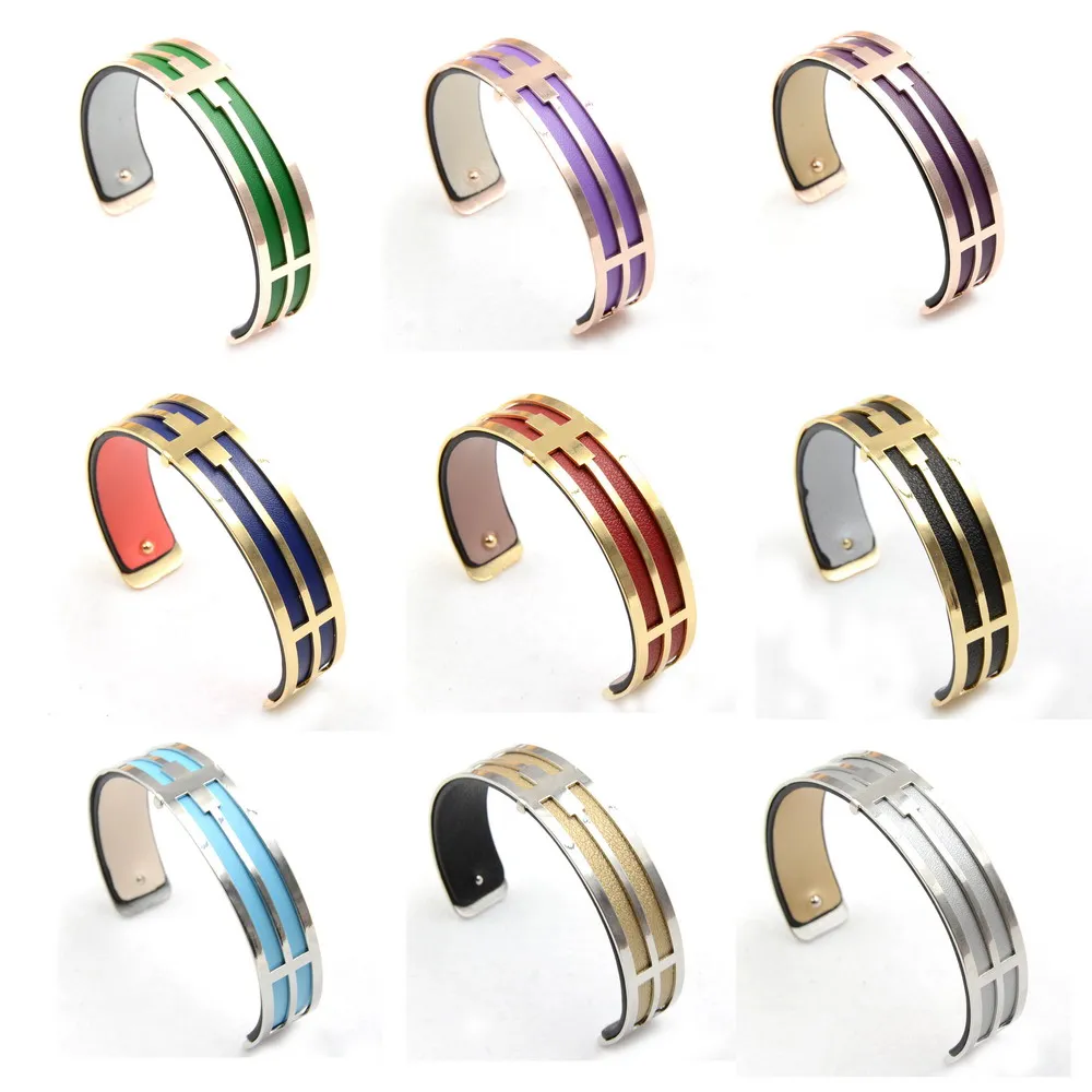 

15mm Jesus Reversible Leather leather bangles Cross design cuir cuff manthette DIY gold jewelry francais pulseras de mujer Bijou