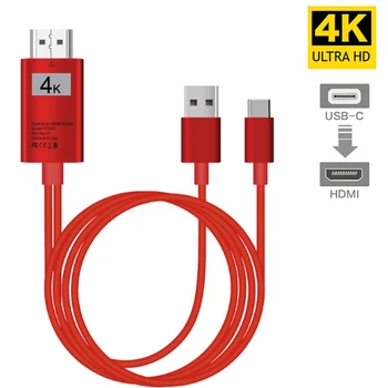 

4K USB 3.1 USB-C Type C To HDMI Cable Video Adapter for Samsung S8 S9 NOTE 8 9 10 For Huawei Mate 20 30 P20 P30 PRO Phone to TV