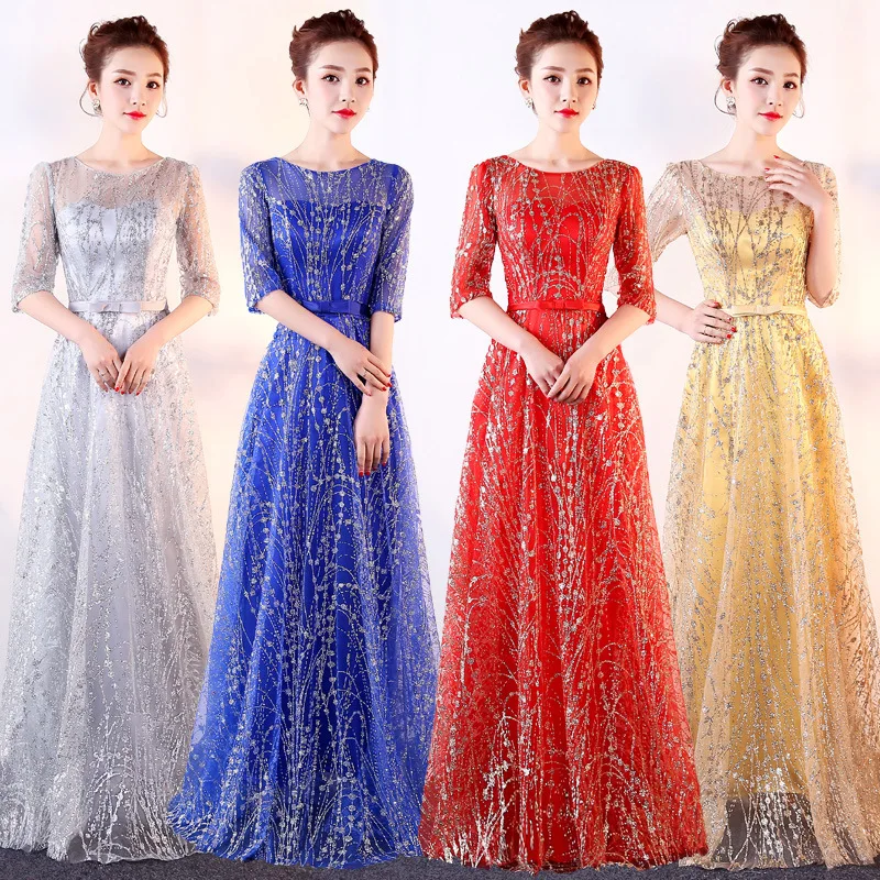

2019 New Style Party Chorus Late Formal Dress Bride Dress for Toast Costume Long Formal Dress Hostesses