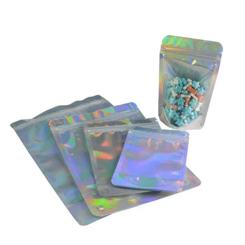 

1000pcs Laser Aluminum Foil Resealable Value Pack Stand Up Zip Lock Bag Hologram Self Seal Zipper Plastic Pouches Bag