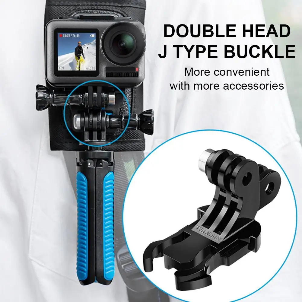 

For TELESIN Gopro/Osmo Action Sports Camera Double J Buckle Backpack Quick Release Conversion Accessories J-Hook Buckle Mount