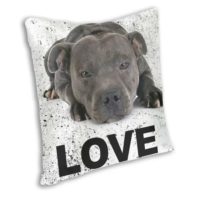 Luxury Cute Staffordshire Bull Terrier Dog Love Cushion Cover