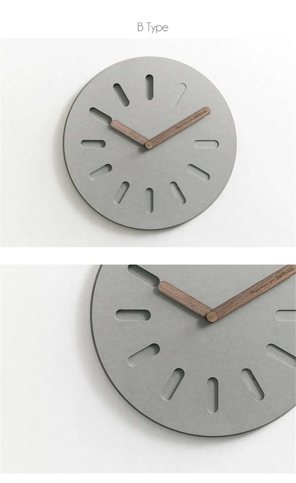 12 Inch Wall Clock Minimalist Modern Hanging Clock Nordic Chic Quartz Mute Wood Wall Clock for Home Living Room Bedside Office