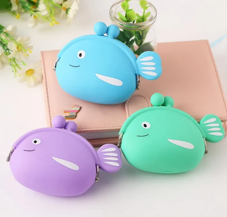 1 шт. Kawaii для девочек мини силиконовый кошелек ярких цветов для хранения мелочи и рыбы небольшое изменение Сумка для документов Для женщин ключ кошелек сумка для Для детей Подарки
