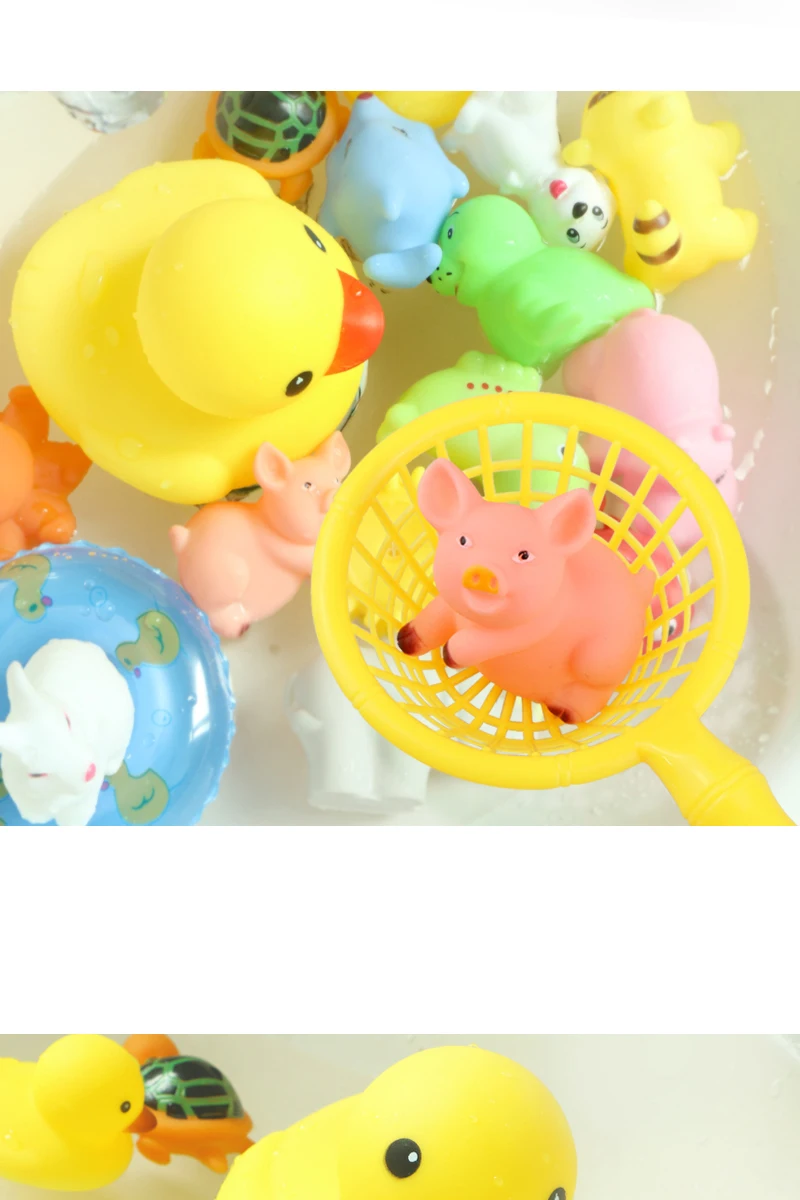 Водные Игрушки для ванной животные игрушки для плавания мини красочная мягкая плавающая резиновая утка Сжимаемый звук забавные игрушки для малышей