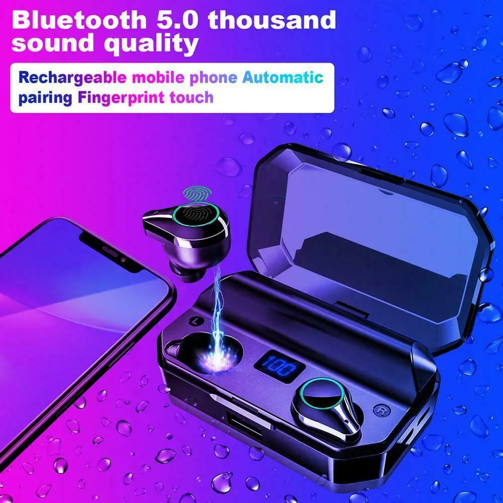 

T9 Earphone TWS Bluetooth Wireless Earbuds Headphone Headsets With Large LCD Display Screen