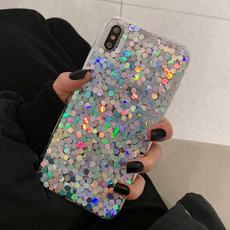 Модный Блестящий Мягкий чехол для iphone X 10 XR XS MAX 7 8 6 6s Plus Ультратонкий защитный из