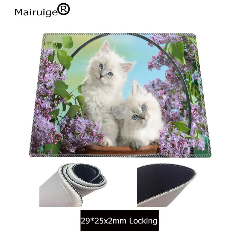 Two White Cute Cats Speed Large Lock Edge Mouse Pads Gaming Rubber Gamer Soft Comfort Mouse Mat For