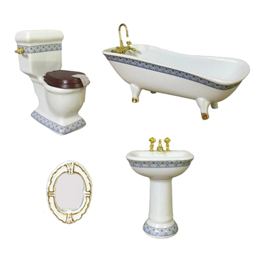 1:12 Scale Dollhouse Miniature Scene Model Bathroom Set Decoration Kids Adults Pretend Play Toy Doll House Accessories