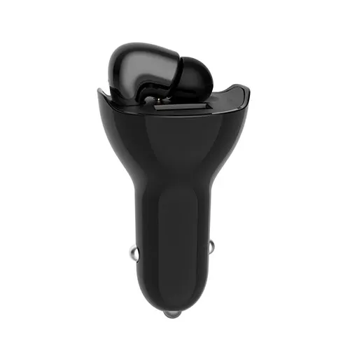 2 в 1 двойной USB 5A быстрое автомобильное зарядное устройство адаптер Bluetooth беспроводная гарнитура Hands Free микрофон ответ на вызов мини Usb Автомобильное зарядное устройство QC3.0 - Название цвета: Черный