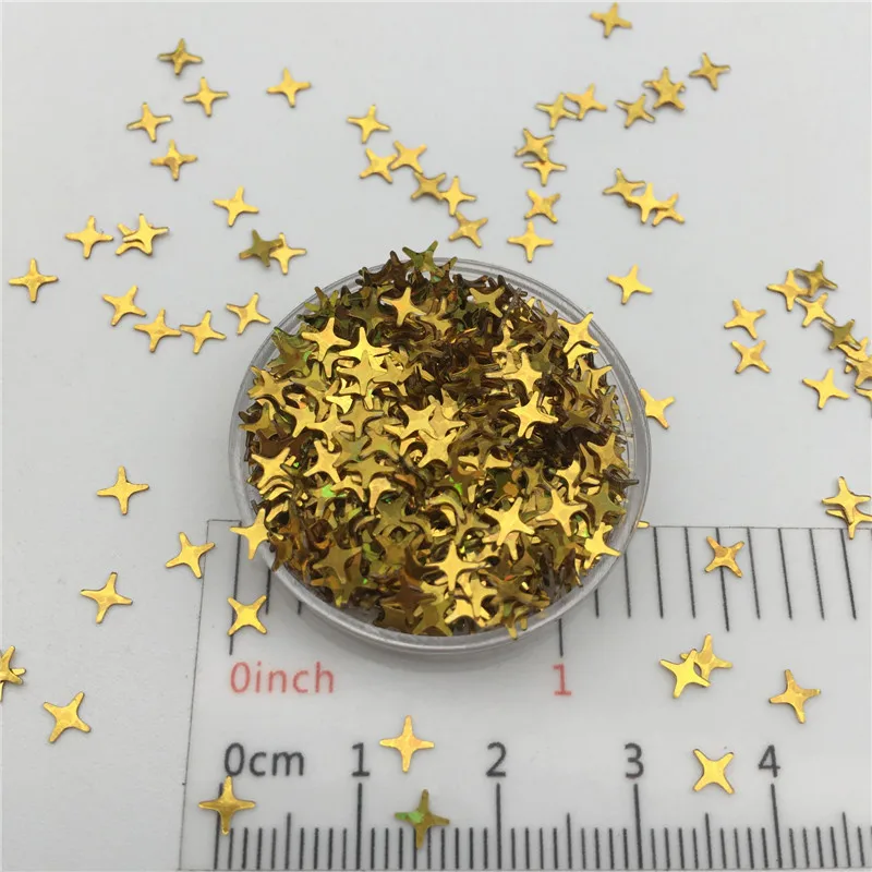 30g/Lot 5mm Cross Star Loose Sequins Glitter Paillettes For DIY Nail Craft,Slime Making, Wedding Decoration confetti Wholesale - Цвет: Laser Gold