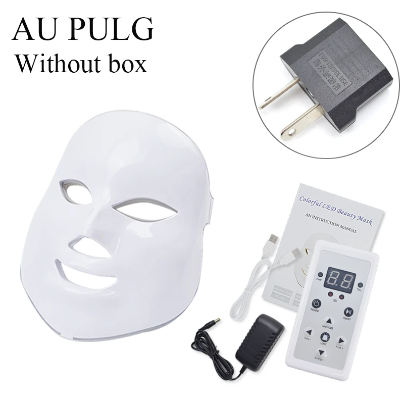 7 colors LED Facial Mask face mask Skin Care beauty Mask Photon Therapy Light Skin Rejuvenation Facial PDT Korean - Цвет: AU PLUG NO BOX