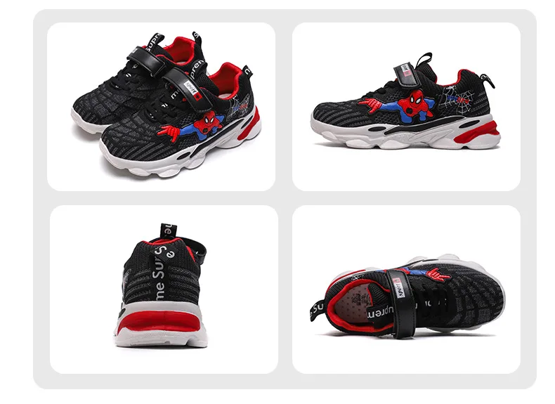 Обувь для мальчиков с человеком-пауком Новинка года; детская спортивная обувь; сетчатая дышащая школьная обувь для бега; детские кроссовки для детей в возрасте до года