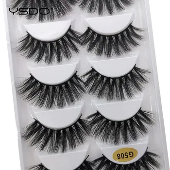 

YSDO 5 Pairs 3D Mink Lashes Natural Long False Eye Lashes Thick Faux Mink Eyelashes faux cils Makeup Eyelashes Extension Tools