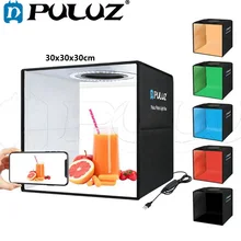 Puluz 30cm lightbox mini dobrável photo studio caixa de luz led fotografia estúdio tiro tenda caixa kit & 6 cor backdrops