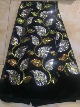 

New African Velvet Lace Fabric With Sequins Nigerian French Velvet Lace Fabric High Quality Sequined Velvet For Wedding Dress
