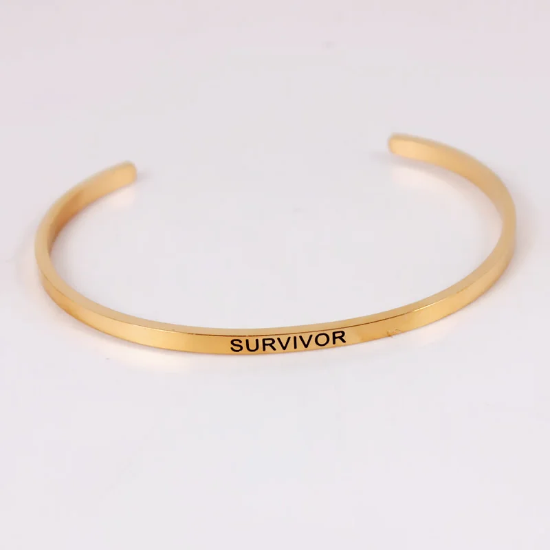 SURVIVOR мантра браслеты из нержавеющей стали браслет великолепное предложение Браслет-манжета ручной работы лучший подарок для женщин AliExpress - Окраска металла: Золотой цвет