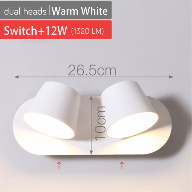 Rotating Remote Control Dimmable LED Wall Lamp for Reading Free Rotation